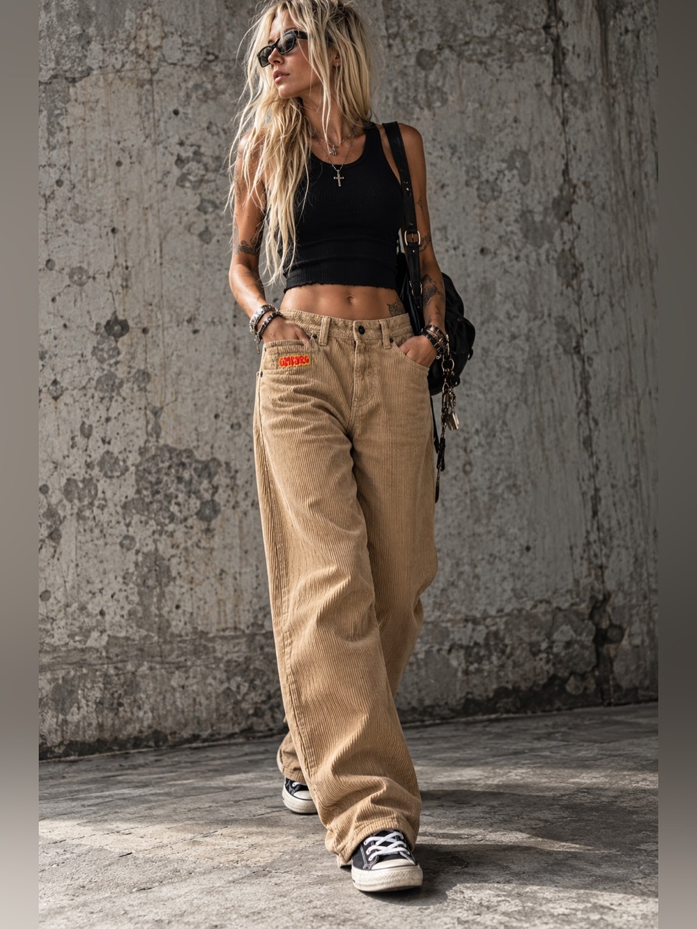 Empyre Tan Corduroy Baggy Skate Pants Size 30 Wide Leg 100% Cotton